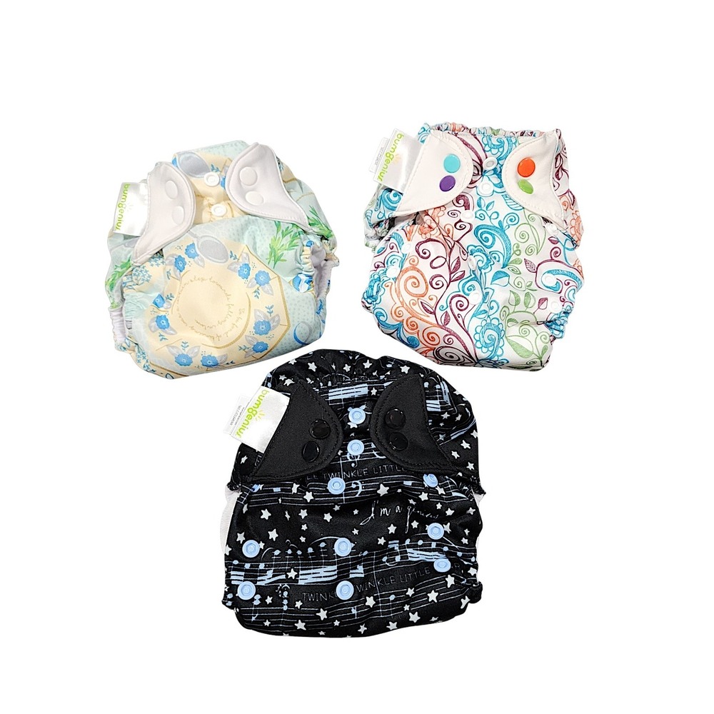 bumGenius Cloth Diapers OS Baby Multicolor 3-Pack Reusable Snap Adjustable NEW